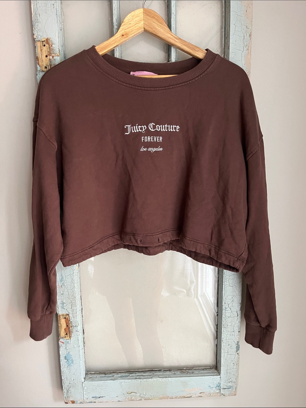 Juicy Couture Chocolate Brown Cropped Crewneck Sweatshirt